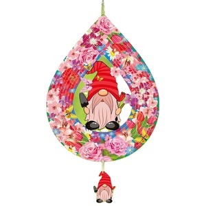 EnchGarden - Adorno de Jardín con Forma de Gnomo Rosa, 12 Pulgadas, Acero Inoxidable 3D de 0.5 mm de Grosor, Escultura Cinética Colgante para Jardín, Navidad - Product Image 1