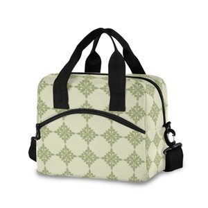 Sac à déjeuner isotherme en nylon vert matelassé à fleurs Aloha de style hawaïen, design personnalisé, capacité 15L, imperméable, pour femmes - Product Image 1