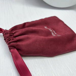 June thời trang da lộn màu đỏ đồ trang sức túi dây rút bụi trang sức túi cho bông tai vòng cổ vòng đeo tay, - Product Image 5