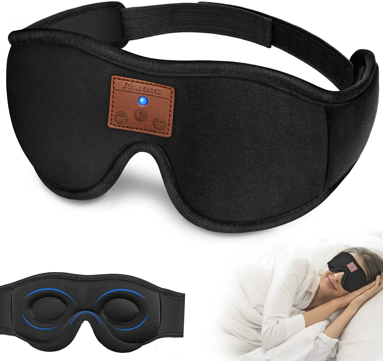 Tooth Wireless Sleepband Sleeping Mask Eye Mask Speaker LED Tws Bluetooth Headband with Sound Headphone 33dmusic Sleepmask Blue