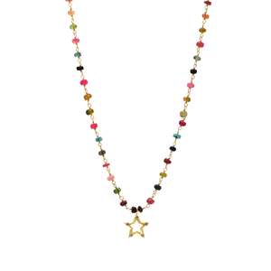 Collier de luxe en tourmaline pastèque indienne avec breloque étoile, plaqué or, en argent sterling 925, de la marque Silver Export House - Product Image 1