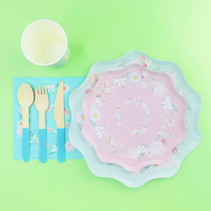 DAMAI Luxury Flower Theme <b>Tea</b> Party Supplies Paper Plate Napkins <b>Cups</b> Party Tableware <b>Set</b> for Wedding Birthday Girl - Product Image 4