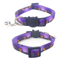 Collier d'Halloween pour chat avec clochette et imprimé fantôme en polyester pour chats et chiens - Accessoires pour animaux de compagnie style Instagram