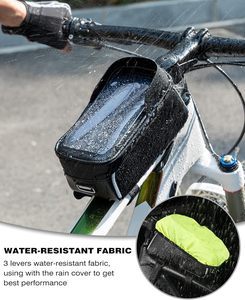 Sacoche de vélo étanche 6,5 pouces pour cadre <span class=keywords><strong>avant</strong></span> avec support de téléphone pour hommes, compatible iPhone, accessoires de cyclisme - Product Image 4