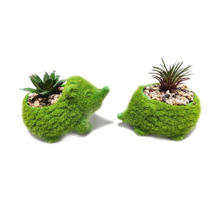 Fábrica venta barato flocado mini forma de erizo cerámica suculentas maceta de flores - Product Image 1