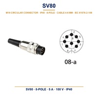 Connecteurs circulaires M16 avec joint fileté: mâle droit 3/4/5/6/7/8/12 pôles, IP40, pour diamètre de câble de 4.0 à 6.0mm