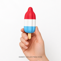 Trio de jouets squishy classiques en mousse souple, motifs Ice Pop, rouge, blanc, bleu, corps cannelé, manche en bois, cadeau d'été
