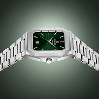 REWARD Jam Tangan Pria Modis Quartz Minimalis Mewah Bisnis Kotak Persegi Tahan Air Tali Baja Tahan Karat untuk Pria