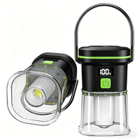 Lanterne de camping LED rechargeable, lampe de tente portable en ABS pour jardin, affichage numérique USB Type-C, 7 modes, lampe de poche d'urgence IP44