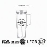 Offre Spéciale Rentrée des Classes : Gobelet en Plastique DIY à Paillettes Injectées 40oz avec Poignée, Double Paroi, Transparent, Effet Boule à Neige – Essentiels Cadeaux