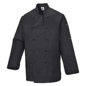 PORTWEST - C834BKRM Somerset chefs chaqueta negra-EAN 5036108026722 CHEFS AND FOOD INDUSTRY WORKWEAR - Product Image 1
