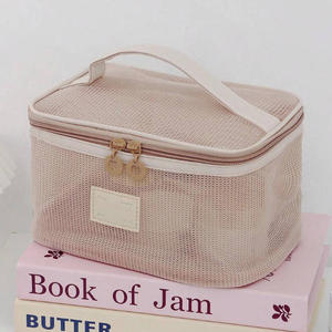 Bolsa de Maquillaje de Viaje de Gran Capacidad, Bolsa de Aseo de Malla Plana Abierta, Bolsa de Cosméticos Transpirable, Organizador de Maquillaje - Product Image 4