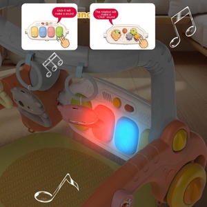 7 In 1 Baby Gym Speelmat En Trolley Rollator Speelgoed Peuters Buiktijd Piano Activiteitencentrum Multifunctioneel Balans Hobbelpaard - Product Image 3