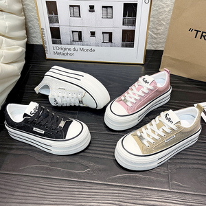 Chaussures de sport décontractées pour femmes coréennes personnalisées, plateforme, chaussures de sport, chaussures vulcanisées <span class=keywords><strong>en</strong></span> <span class=keywords><strong>toile</strong></span>, <span class=keywords><strong>tennis</strong></span>, course à pied, marche - Product Image 2