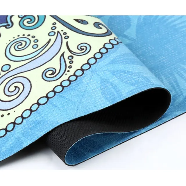 Fornitore diretto di fabbrica tappetino da yoga stampato design stampa logo personalizzato tappetino in gomma microfibra scamosciata digitale