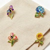 Emaille-Blumenbrosche aus Zinklegierung: Gänseblümchen, Iris, Lilie, Maiglöckchen, Narzisse, Hortensie, Sonnenblume, Tulpe, Anemone, Pfingstrose – Reversnadel