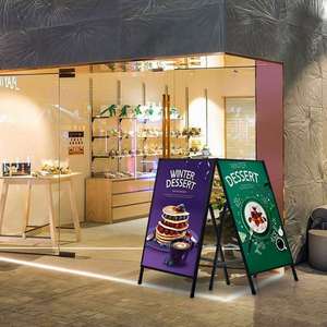 Letreros de acero de doble cara tipo A para aceras, plegables, con sistema de inserción deslizante, para publicidad exterior de negocios. - Product Image 6