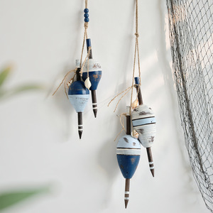 Mediterranean Style Wooden Float Wall <b>Decoration</b> Distressed Blue White Hanging Home Decor For Living Room Bedroom Commercial - Product Image 1