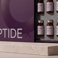 Boîte rigide personnalisée en forme de prune pour flacons de peptides, 6 flacons, avec éponge, vernis sélectif UV et logo en relief