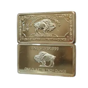 Koin berlapis emas 1/4 Oz berlapis perak dengan emas Buffalo Bar antik koin emas