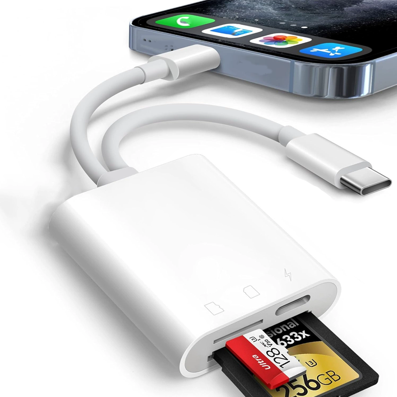 Tipo-c + 8pin a tarjeta SD + tarjeta TF + carga