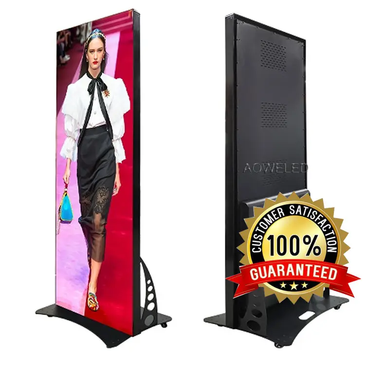 Indoor Digital Signage Wifi 4G USB P1.8 P2 P2.5 P3 LED Window Banners movable floor stand display led poster screen
