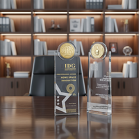 Trophée en cristal UV personnalisé, design laboratoire créatif, petite médaille étoile, cadeaux de bienvenue professionnels pour réunions annuelles, pour personnel et équipes de performance exceptionnelle
