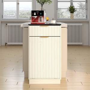 Woodgrain Tilt-Out Trash Can Cabinet 10-Gallon Wave-Textured Hideaway Drawer Pull-Out Cabinet Organizer - Product Image 1