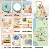 Andador Multifuncional de Madera para Niños Pequeños, Centro de Actividades con Reloj, Xilófono y Juguetes Educativos para el Aprendizaje Temprano