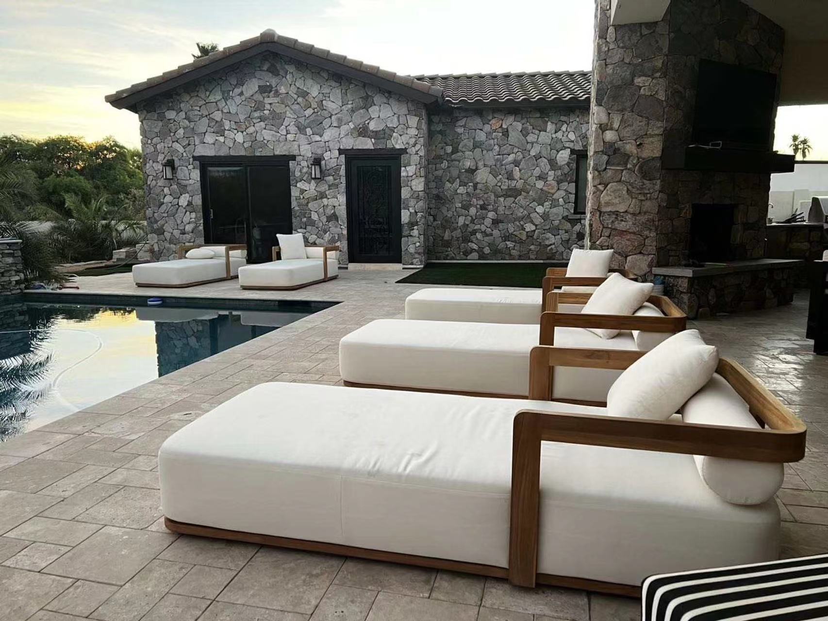 SIGMA Teak Wood Sun Loungers For Pool Side Outdoor Teak Furniture Wood Chaise Lounge