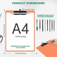 Portapapeles de Plástico A4 de Buena Calidad con Soporte para Bolígrafo, Almacenamiento Impermeable, Organizador de Documentos Portátil para Enfermería y Oficina