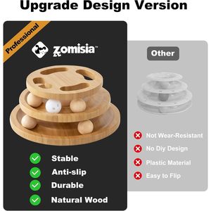 ZOMISIA Cat <b>Ball</b> <b>Track</b> Toy Wooden Puzzle Tower Interactive Spinning <b>Balls</b> For Indoor Cats Boredom Buster - Product Image 5