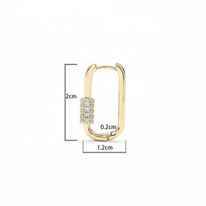 Boucles d'oreilles clous géométriques en forme de U avec micro-incrustations de zircon, or, argent, or rose, pour un usage quotidien - Product Image 5