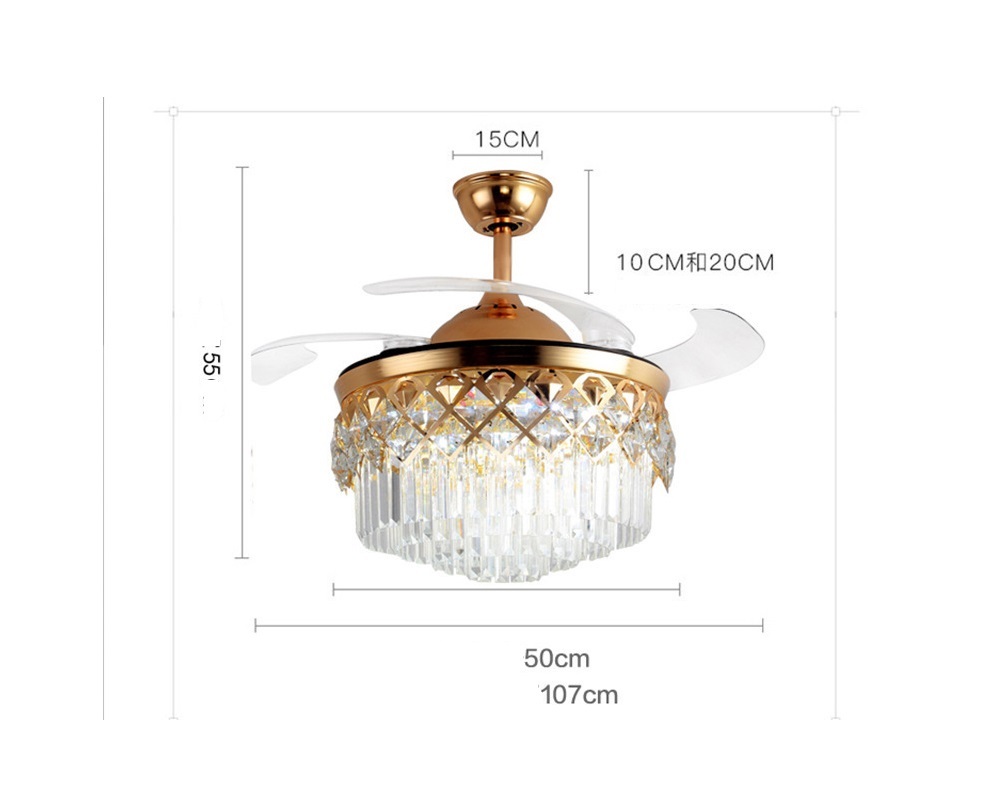 High grade crystal ceiling fan with light decorator blade chandelier and invisible fan lamp Crystal lamp ceiling fan lamp