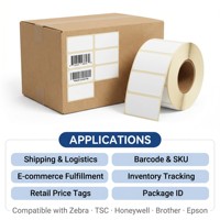2 Rollos de Etiquetas Térmicas Reutilizables, 2000 Etiquetas, 50 x 25 mm, Etiquetas Adhesivas para Códigos de Barras, Envío y Embalaje