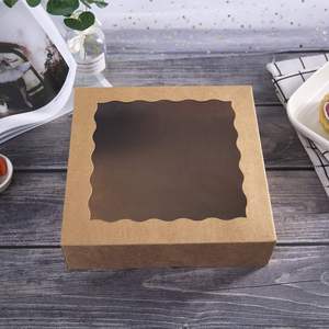 Cajas de Panadería Kraft Marrones de 12 Pulgadas, Cajas Grandes para Tartas de 12x12x2.5 Pulgadas con Ventana de PVC, Caja Desechable Natural para Galletas - Product Image 3