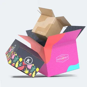 2024 grosir kotak bergelombang berwarna cetak kustom dengan dukungan cetak Logo