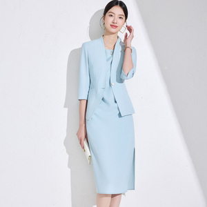 Chaqueta de traje de <span class=keywords><strong>Vestido</strong></span> de manga tres cuartos para mujer para Primavera Verano ocasiones formales profesional elegante cuello en V XL botón - Product Image 6