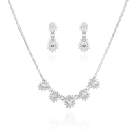 Parure de bijoux tendance style dessin animé, bijoux fins bohèmes de luxe léger, tournesol en zircon blanc, collection Saint-Patrick, vente en gros