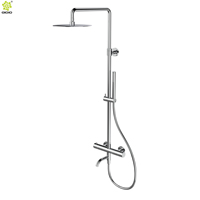 Robinet de baignoire thermostatique en acier inoxydable 316L PVD brossé or, ensemble de douche effet pluie