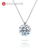 GIGAJEWE 1.0Ct D Color Moissanite Solitaire Collier 6.5mm Round Cut Pendant Lab Grown Gemstone Jewelry for Women
