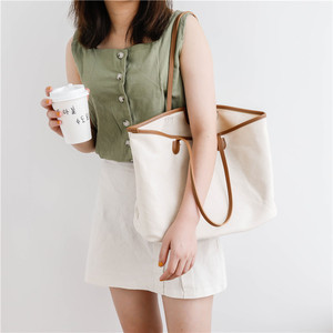 Sacs fourre-tout d'épicerie en toile coréenne, sac fourre-tout en toile vierge avec poignée en cuir et imprimés d'animaux, sac fourre-tout extra large vierge - Product Image 4