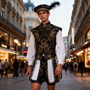 Disfraz de Príncipe Renacentista para Hombre con Chaleco Bordado y Pantalones Abullonados - Disfraz de Halloween para Adultos Inspirado en TV y Cine - Product Image 3