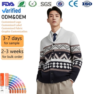Cardigan Autunnale da Uomo Stile Britannico con Colletto Rovesciato, Design a Blocchi di Colore con Bottoni ODM - Product Image 1
