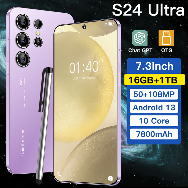 2025 S25 Pro 5G Smartphone Unlocked with Big 4K LED Display 108MP Rear Camera 16GB + 1TB Storage Android Mobile Phone Accessory