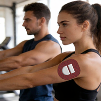 Patch adhésif pour capteur de glycémie continu (CGM) en tissu extensible respirant, maintien robuste, retrait facile sans résidus, OEM