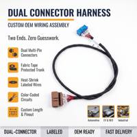 Harnais de câblage personnalisé à double connecteur avec enveloppe en ruban tissé |   Câble multi-contacts OEM X6 pour l'automobile
