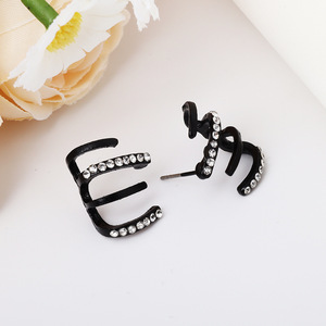 Boucles d'oreilles clous géométriques rondes à taille brillante, serties de strass en cristal, en alliage de zinc, bijoux de mode pour femme, cadeau 2026 - Product Image 3