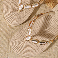 En stock, tongs Evertop Surf pour femmes, beige, décorées de coquillages, tongs plates d'été pour la plage, sandales à lanières pour femmes
