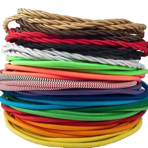 2 core Round Textile Electrical Wire Color Braided Wire Fabric Cable Vintage Lamp Power Cord